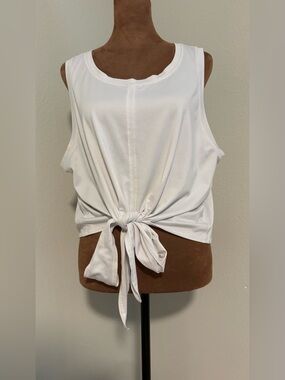 90 Degree By Reflex White Tie-Front Athletic Tank Top